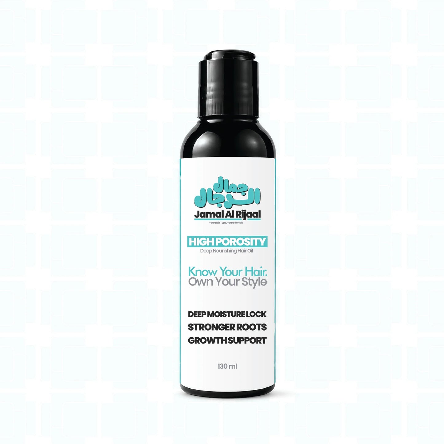 A 130 ml bottle of Jamal Al Rijaal High Porosity Hair Oil, Pakistan
