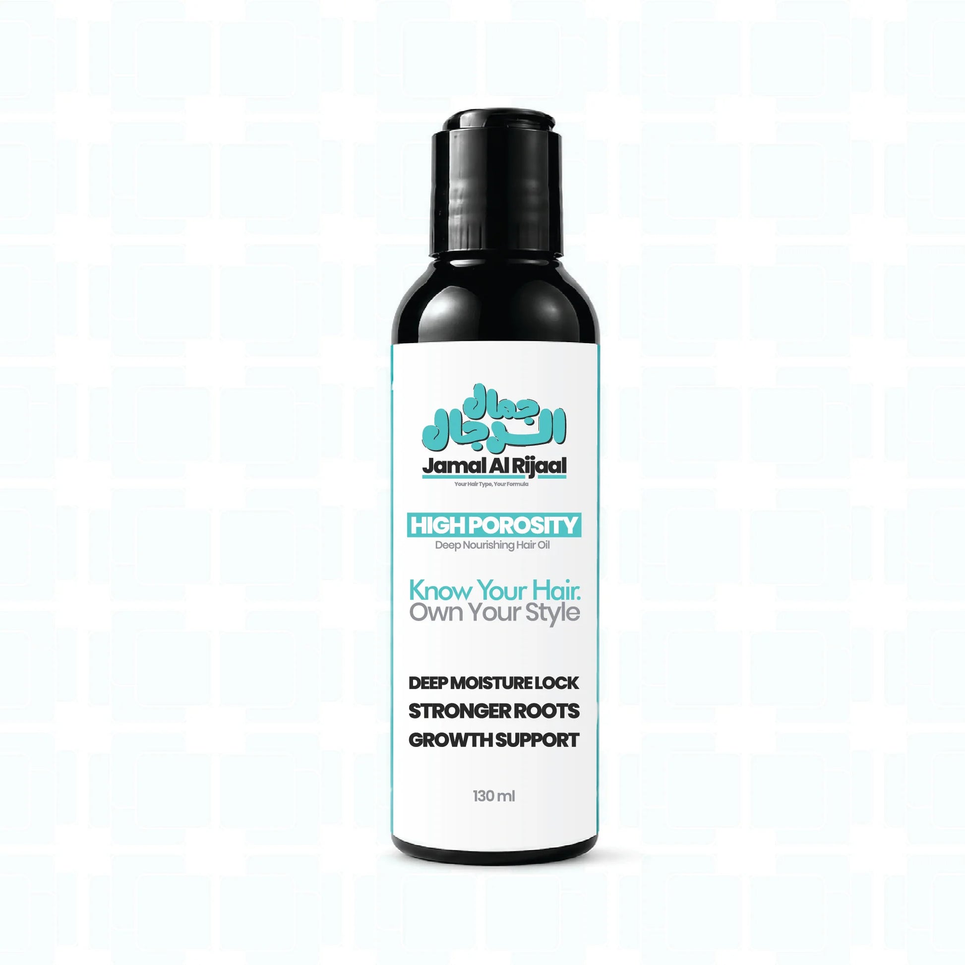 A 130 ml bottle of Jamal Al Rijaal High Porosity Hair Oil, Pakistan
