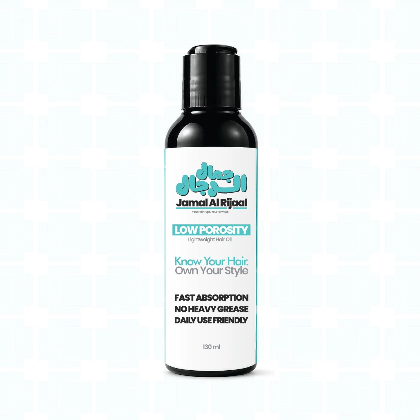 A 130 ml bottle of Jamal Al Rijaal Low Porosity Hair Oil, Pakistan