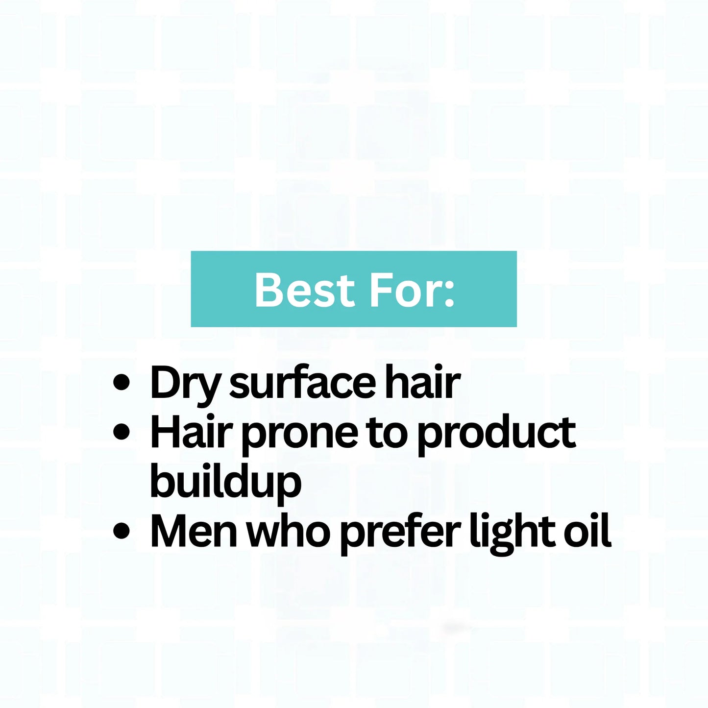 Low porosity oil - best for dry surface hair, hair prone to product build up, men who prefer light oil.