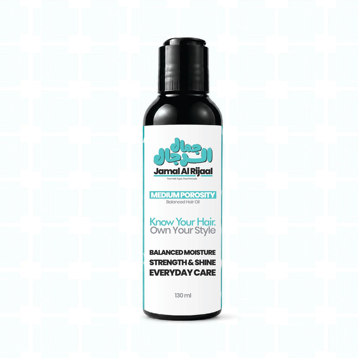 A 130 ml bottle of Jamal Al Rijaal Medium Porosity Hair Oil, Pakistan
